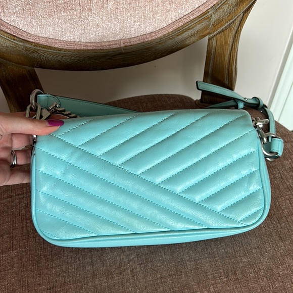 TORY BURCH Kira Small Chevron Shoulder Bag - Light Blue - Picture 6 of 9
